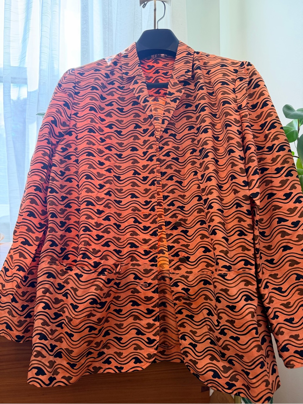 Vintage 70s 100% Silk Patterned Hand Crafted Batik Button-Up Shirt Jacket